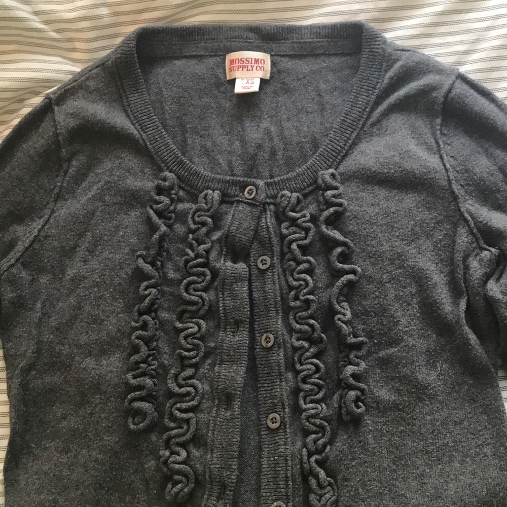Adorable Ruffle Gray Cardigan